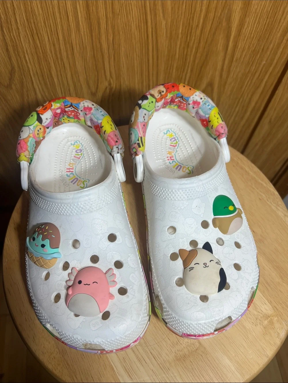 CROCS White Kids Clogs with Colorful Cartoon Charms